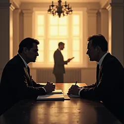 Figures representing an independent oversight board reviewing documents, with a silhouette of a whistleblower providing information in the background.