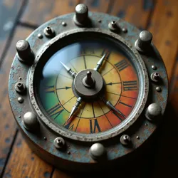 A close-up of a hand-built atmospheric listening device, made from scavenged electronics and repurposed materials.