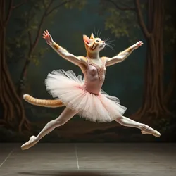 Graceful cat performing grand jeté