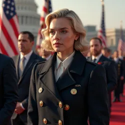 Elle Fanning's historic inauguration as the first post-war President, 2039