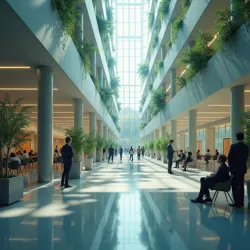 A modern neural gathering space designed specifically for silent thought-sharing communities