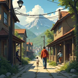 Scenes depicting the unique social structure of Havenwood Creek, where residents interact with the daily reality of the Spectacle Trials and media presence.