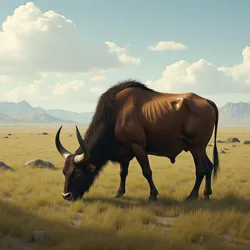 Tyrian Aurochs Grazing Plains