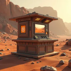 Artist's rendering of a Martian settlement featuring integrated Pi Network payment systems
