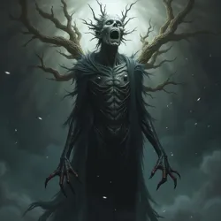 Umbral Echo, a fragmented soul entity, depicted with a distorted and tormented appearance, highlighting the consequence of soul-splitting.