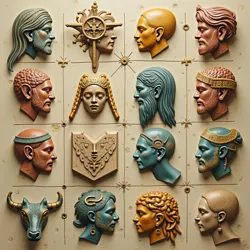 Different cultural symbols and spiritual representations shown to represent the varied interpretations of soul-splitting across traditions.