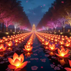 The central light garden at the Hope's Light Festival, featuring thousands of magically enhanced echo flower lanterns