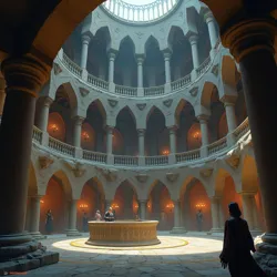 The main chamber of the Monster Parliament, featuring architecture that blends Underground aesthetic with surface world design elements