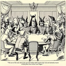 A satirical 1887 political cartoon depicting the infamous "Menagerie Ministry" of [Emperor Leopold IV](#), where actual circus animals were given cabinet positions