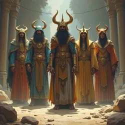 A rare depiction of the Nonet in their original, uncorrupted state, recovered from the ruins of [Last Temple of Maaldir](/wiki/wars-of-the-cosmos-1/last-temple-of-maaldir)